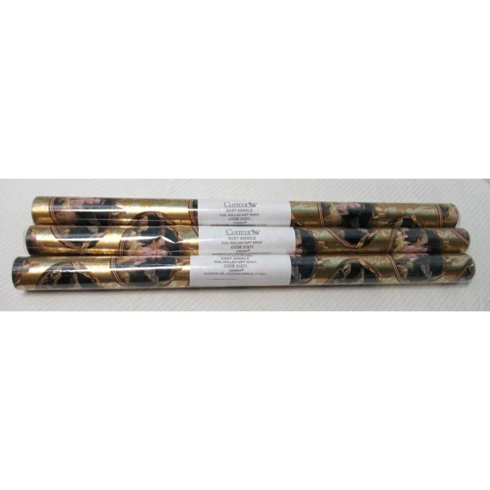 Vintage Current Baby Angels Rolled Gift Wrap Wrapping Paper Sealed NOS 3 Rolls